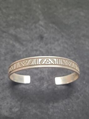 Troy Laner Navajo Native American 925 Sterling Silver Cuff Bracelet